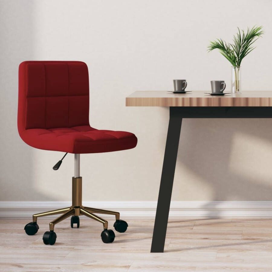 VidaXL Eetkamerstoel draaibaar fluweel wijnrood - Foto 4