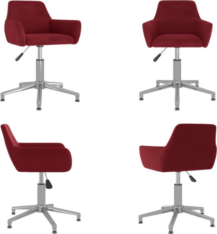 VidaXL Eetkamerstoel draaibaar fluweel wijnrood Draaibare Eetkamerstoel Draaibare Eetkamerstoelen Stoel Eetstoel