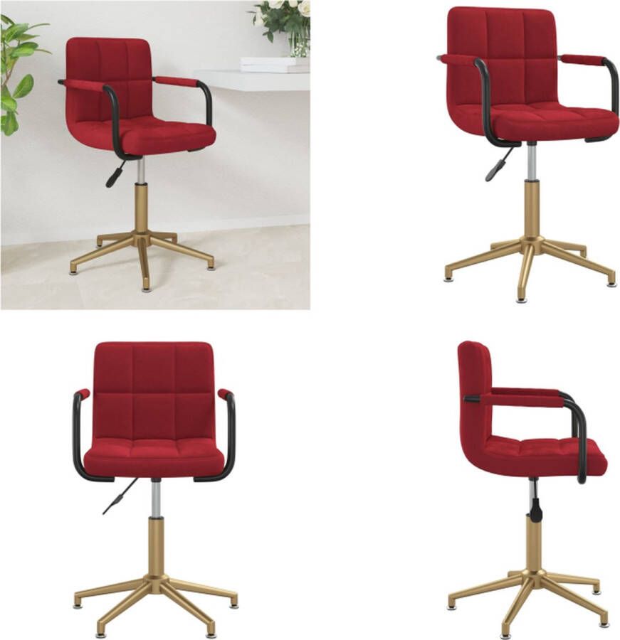 VidaXL Eetkamerstoel draaibaar fluweel wijnrood Eetkamerstoel Eetkamerstoelen Stoel Stoelen