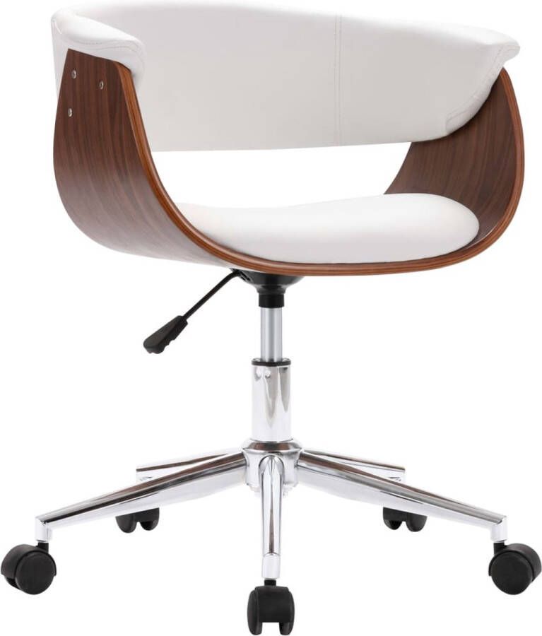 VidaXL -Eetkamerstoel-draaibaar-gebogen-hout-en-kunstleer-wit - Foto 4