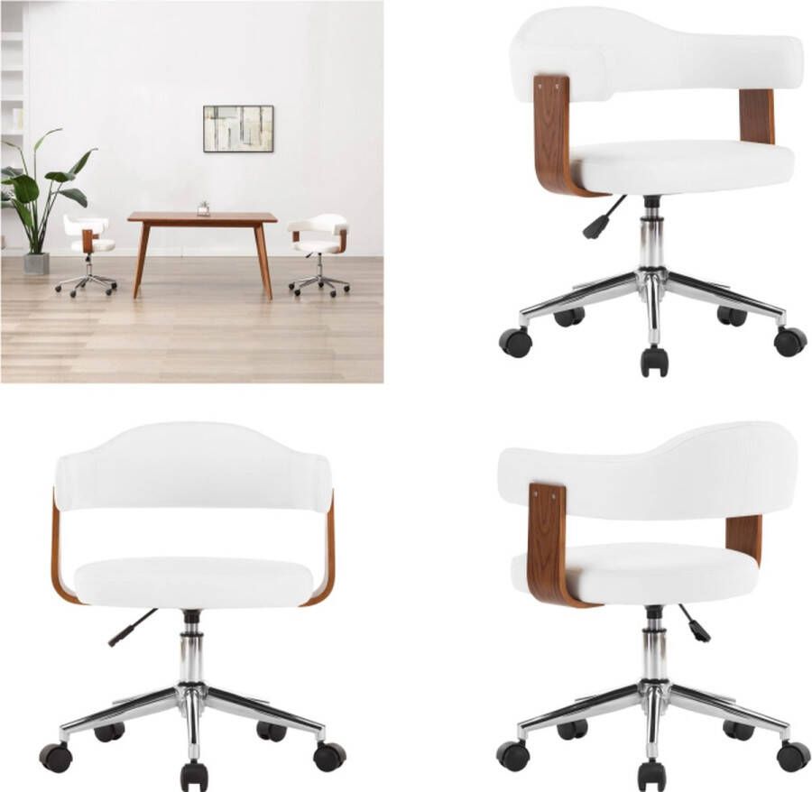 VidaXL Eetkamerstoel draaibaar gebogen hout en kunstleer wit Eetkamerstoel Eetkamerstoelen Keukenstoelen Keukenstoel