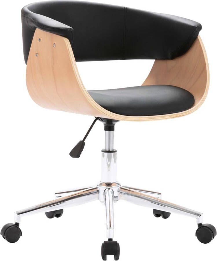 VidaXL -Eetkamerstoel-draaibaar-gebogen-hout-en-kunstleer-zwart - Foto 9