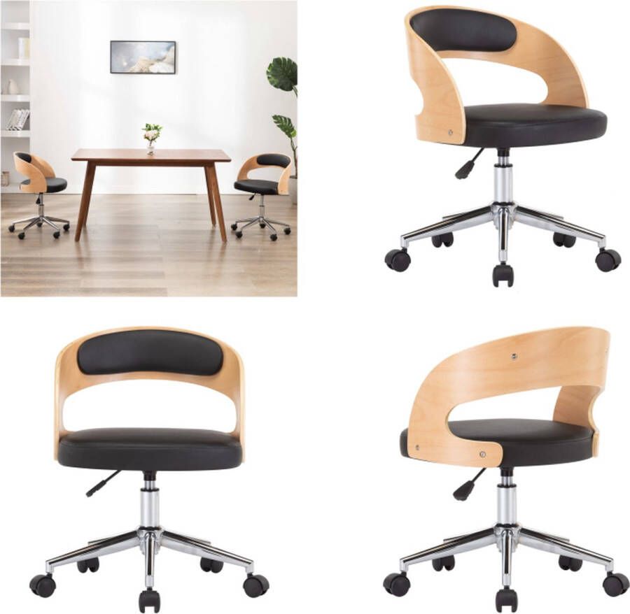 VidaXL Eetkamerstoel draaibaar gebogen hout en kunstleer zwart Eetkamerstoel Eetkamerstoelen Keukenstoelen Keukenstoel