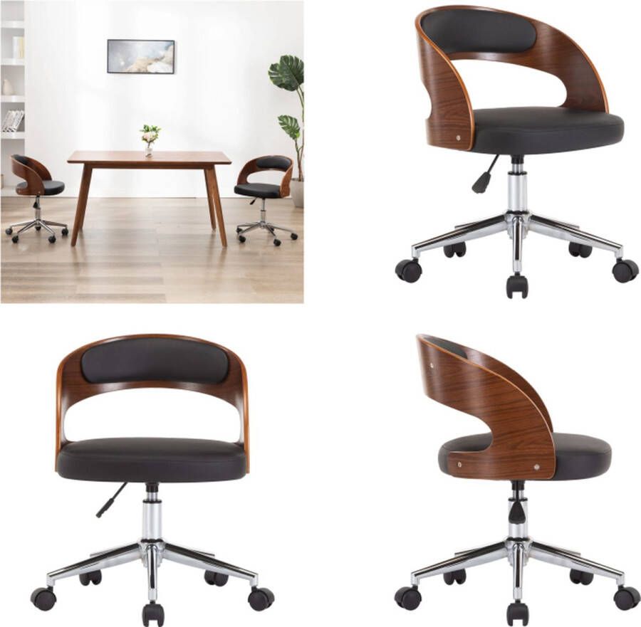 VidaXL Eetkamerstoel draaibaar gebogen hout en kunstleer zwart Eetkamerstoel Eetkamerstoelen Keukenstoelen Keukenstoel