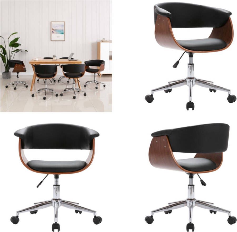 VidaXL Eetkamerstoel draaibaar gebogen hout en kunstleer zwart Eetkamerstoel Eetkamerstoelen Keukenstoelen Keukenstoel - Foto 2