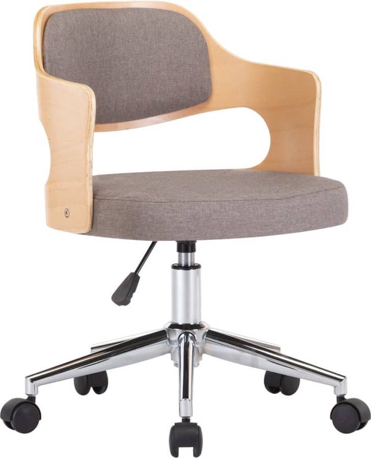 VidaXL -Eetkamerstoel-draaibaar-gebogen-hout-en-stof-taupe - Foto 3