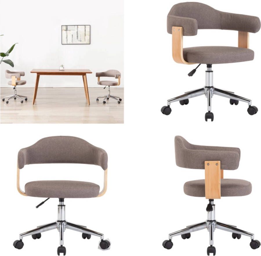 VidaXL Eetkamerstoel draaibaar gebogen hout en stof taupe Eetkamerstoel Eetkamerstoelen Keukenstoelen Keukenstoel