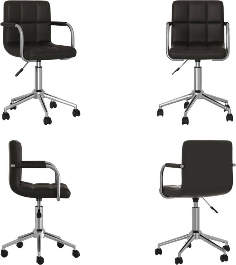 VidaXL Eetkamerstoel draaibaar kunstleer zwart Eetkamerstoel Eetkamerstoelen Keukenstoelen Keukenstoel - Foto 2