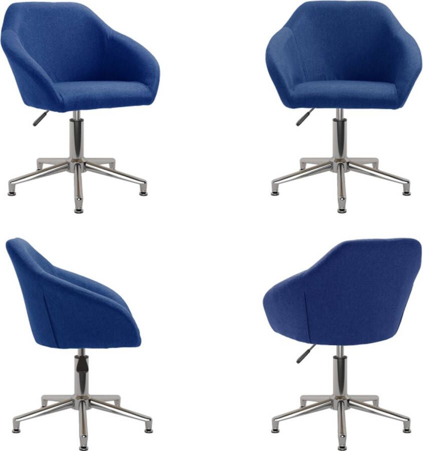 VidaXL Eetkamerstoel draaibaar stof blauw Eetkamerstoel Eetkamerstoelen Keukenstoelen Keukenstoel