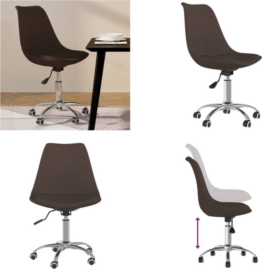 VidaXL Eetkamerstoel draaibaar stof donkerbruin Eetstoel Eetstoelen Keukenstoel Stoel