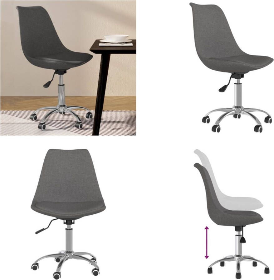 VidaXL Eetkamerstoel draaibaar stof donkergrijs Eetstoel Eetstoelen Keukenstoel Stoel