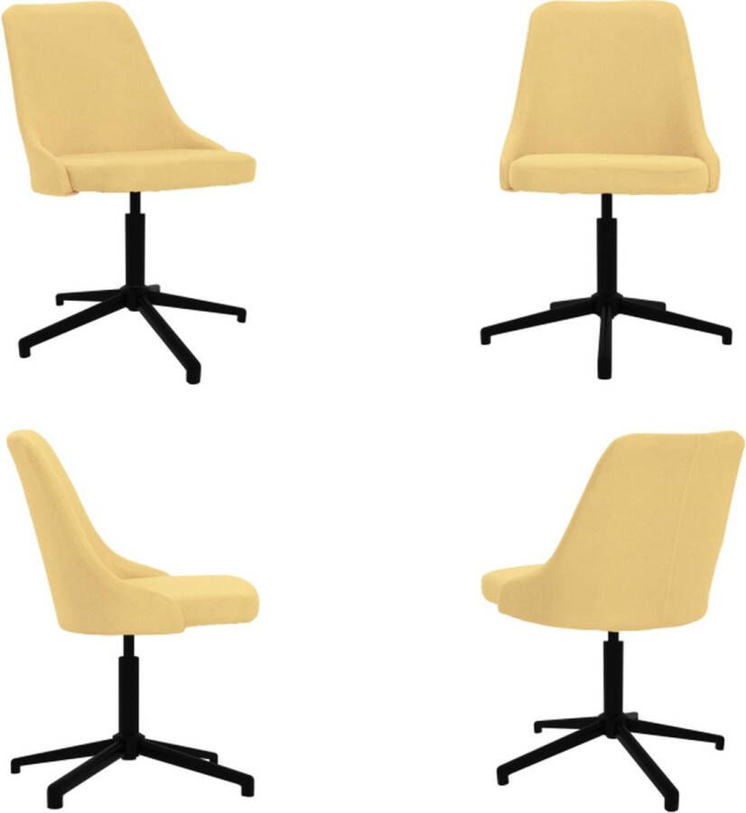 VidaXL Eetkamerstoel draaibaar stof geel Eetkamerstoel Eetkamerstoelen Stoel Stoelen