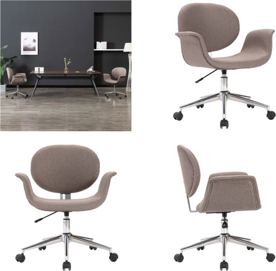 VidaXL -Eetkamerstoel-draaibaar-stof-taupe - Foto 2