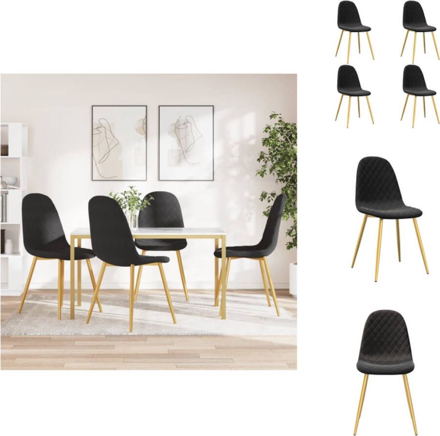 VidaXL Eetkamerstoel Eetkamerstoelen Stoel Stoelen Eetkamerstoelen 4 st fluweel zwart - Foto 2