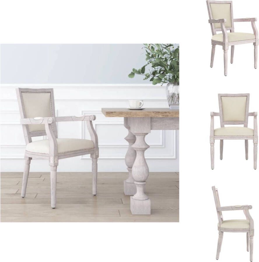 VidaXL Eetkamerstoel Eetkamerstoelen Eetstoel Stoel Eetkamerstoel linnen beige - Foto 2