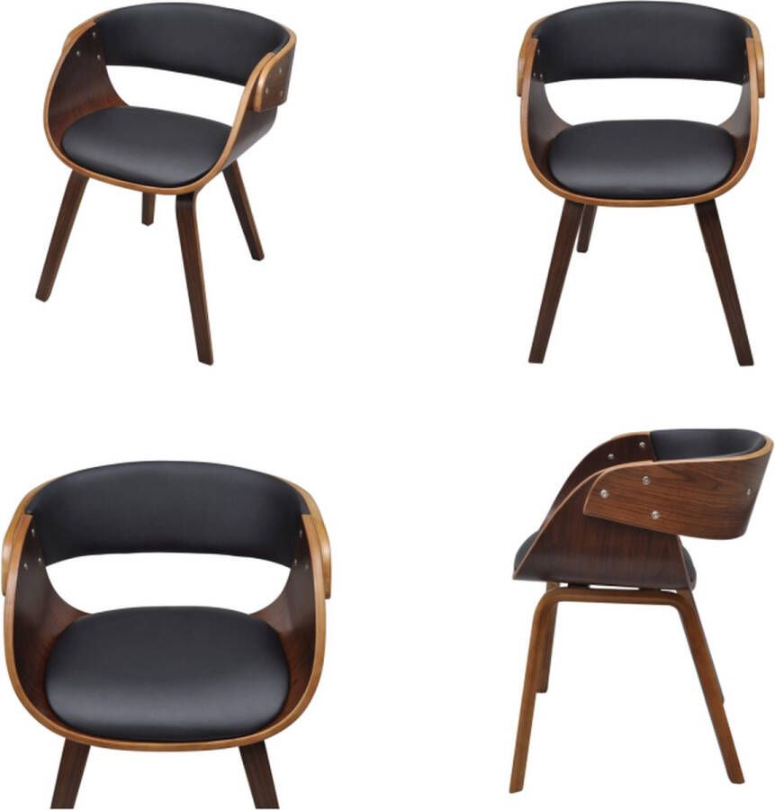 VidaXL Eetkamerstoel gebogen hout en kunstleer Eetkamerstoel Eetkamerstoelen Keukenstoelen Keukenstoel - Foto 2