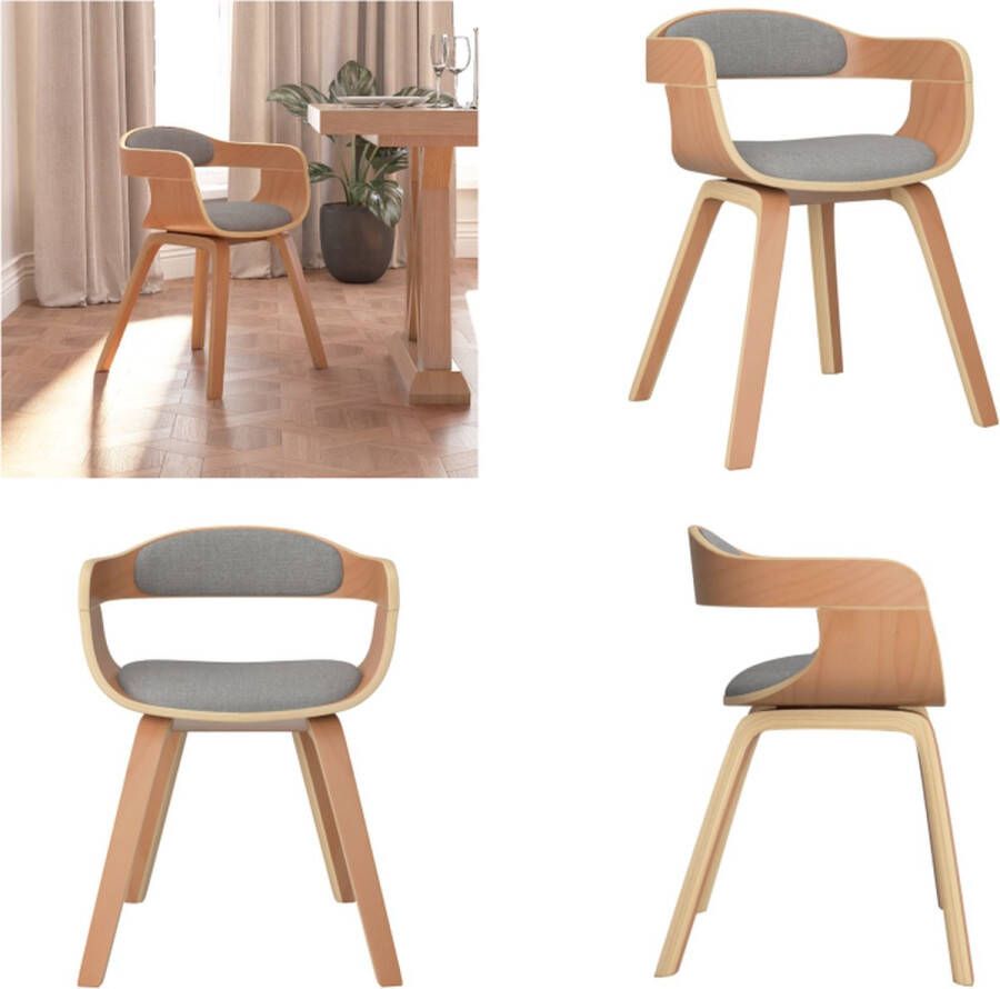 VidaXL Eetkamerstoel gebogen hout en stof taupe Eetkamerstoel Eetkamerstoelen Eetzaalstoel Eetzaalstoelen
