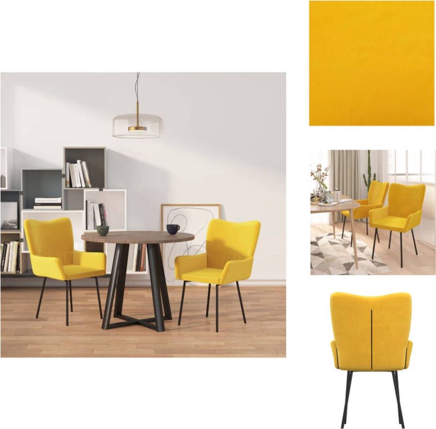 VidaXL Eetkamerstoel Geel Fluweel 100% Polyester 55x57x81.5cm Schuim Gevuld Eetkamerstoel