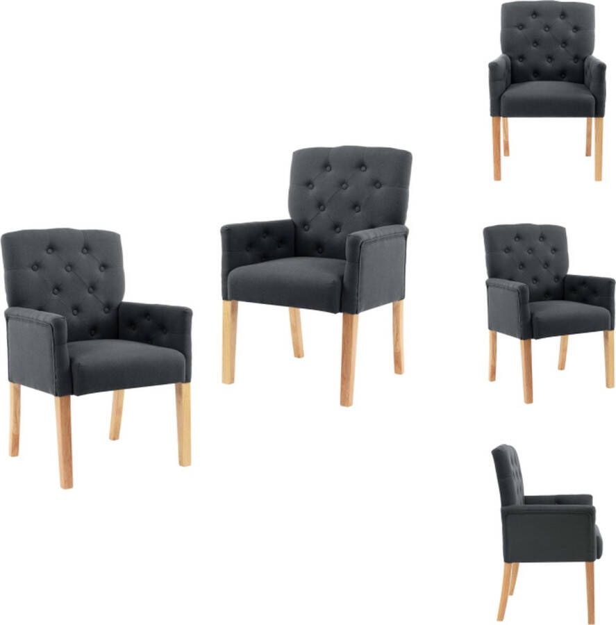 VidaXL Eetkamerstoel Eetkamerstoelen Dinerstoel Dinerstoelen Eetkamerstoelen 2 st met armleuningen stof grijs