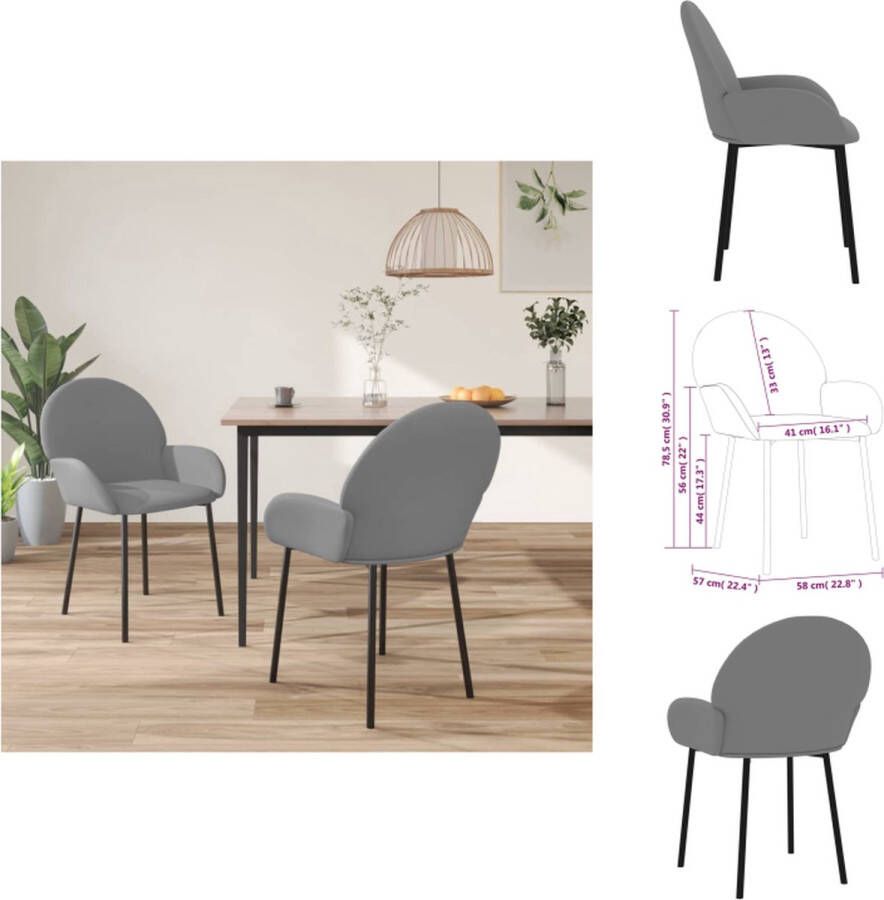 VidaXL Eetkamerstoel Eetkamerstoelen Dinerstoel Keukenstoel Eetkamerstoelen 2 st kunstleer grijs