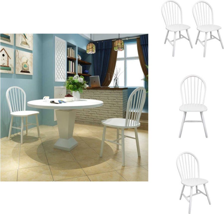 VidaXL -Eetkamerstoelen-2-st-massief-rubberwood-wit - Foto 3
