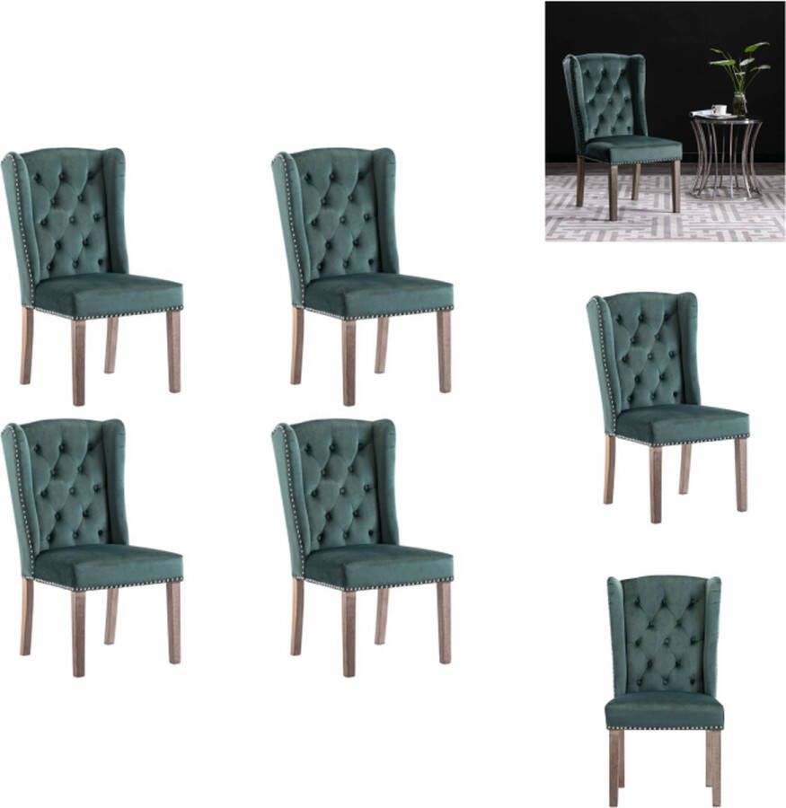 VidaXL Eetkamerstoel Eetkamerstoelen Keukenstoel Keukenstoelen Eetkamerstoelen 4 st fluweel donkergroen