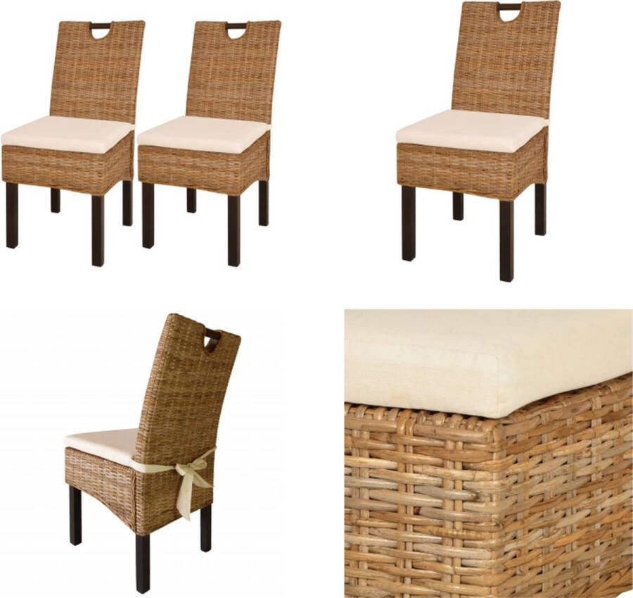 vidaXL Eetkamerstoel Kubu 2 stuks rattan mangohout Eetkamerstoel Eetkamerstoelen Diner Stoel Diner Stoelen