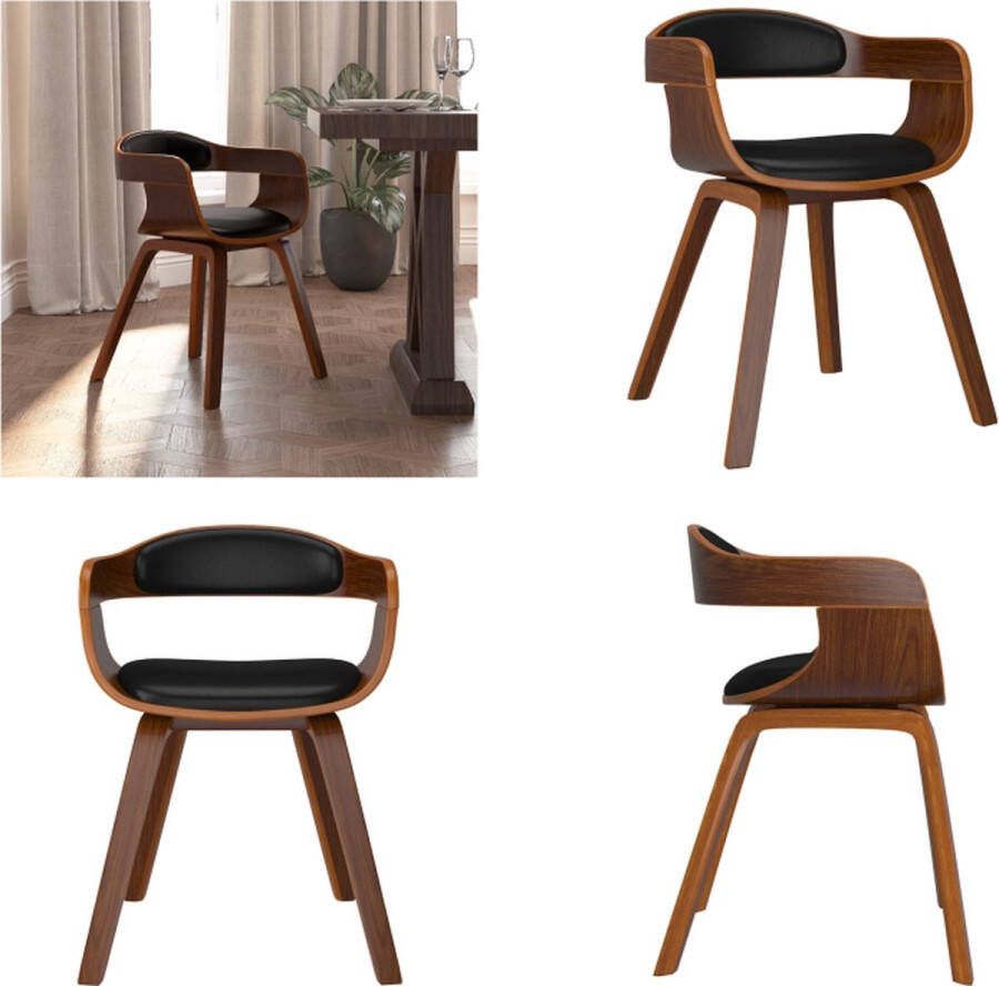 VidaXL Eetkamerstoel kunstleer en gebogen hout zwart Eetkamerstoel Eetkamerstoelen Eetzaalstoel Eetzaalstoelen