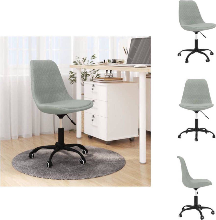 VidaXL Eetkamerstoel Lichtgrijs 49 x 51.5 x (82-93) cm Verstelbaar Draaibaar en Stabiel Eetkamerstoel