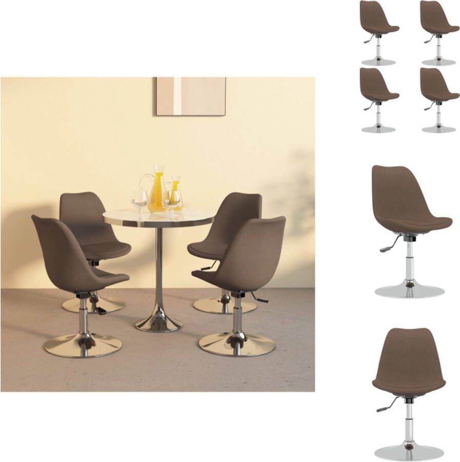 VidaXL Eetkamerstoel Meubels 49 x 45 x (81 93) cm Taupe 360 graden draaibaar Eetkamerstoel - Foto 2