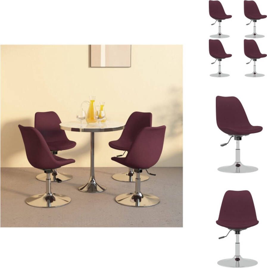 VidaXL Eetkamerstoel Paars Stoffen bekleding Verchroomd metalen frame Gasveermechanisme Eetkamerstoel