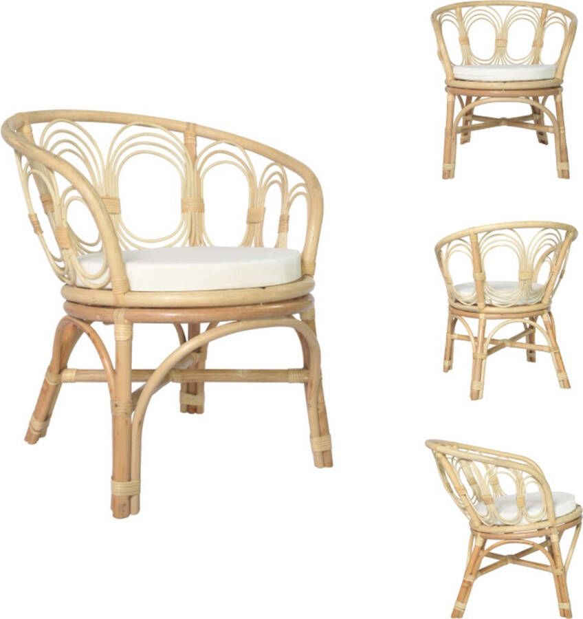 VidaXL -Eetkamerstoel-met-kussen-natuurlijk-rattan-en-linnen - Foto 2