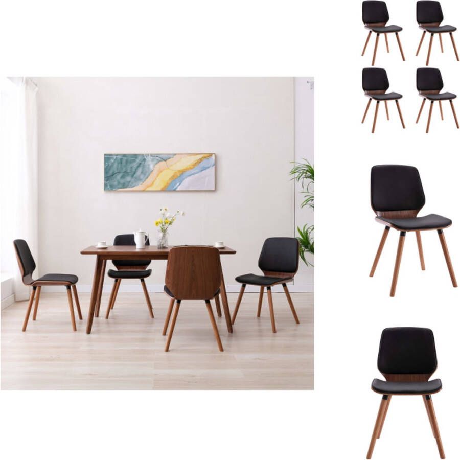 VidaXL Eetkamerstoel Eetkamerstoelen Keukenstoel Keukenstoelen Eetkamerstoelen 4 st kunstleer zwart - Foto 2