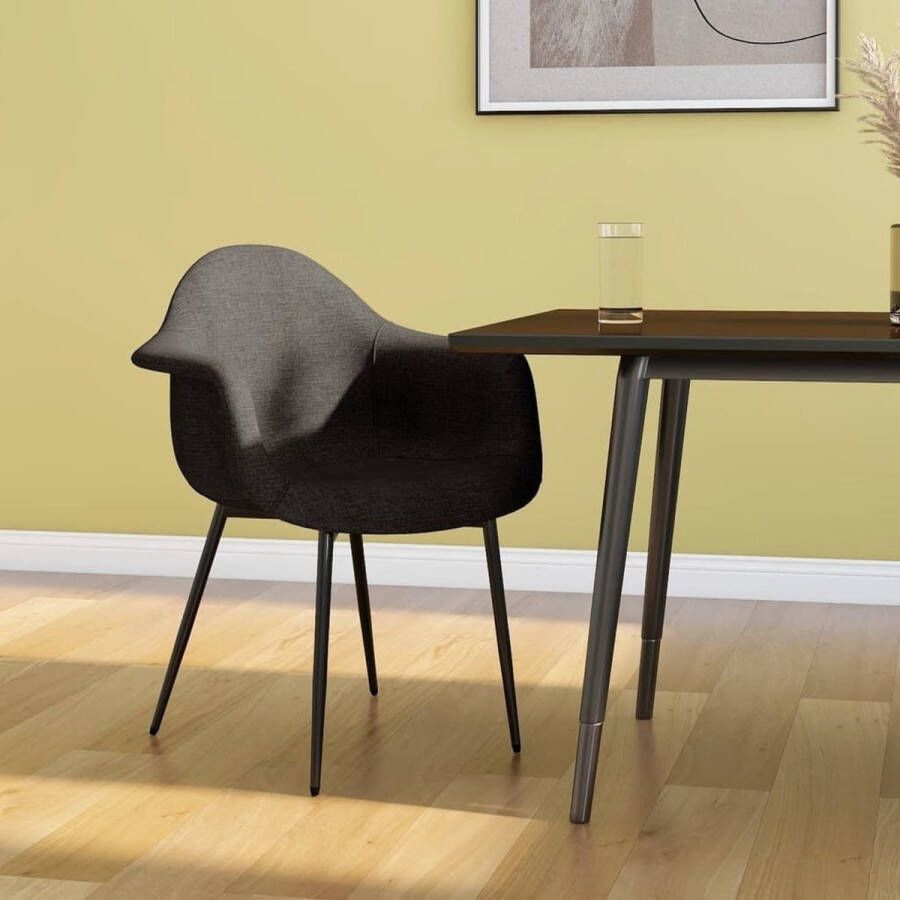 VidaXL -Eetkamerstoel-stof-donkergrijs