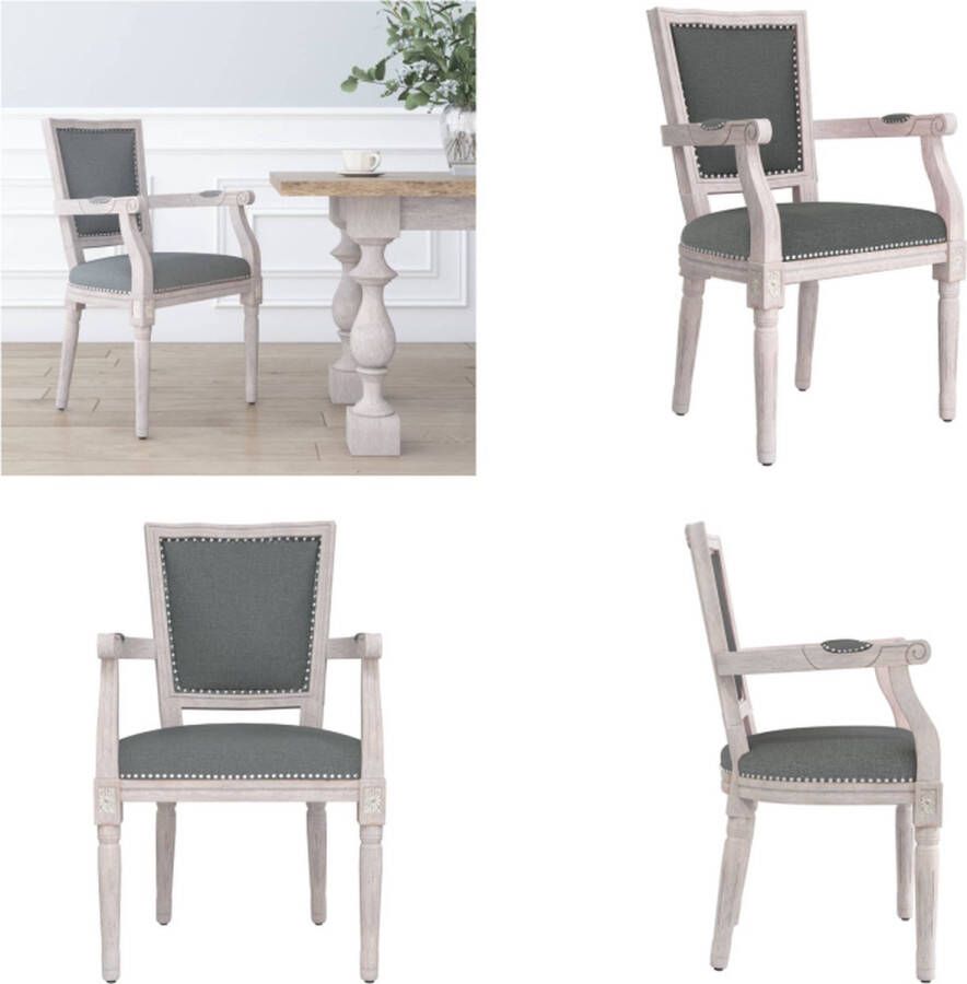 VidaXL Eetkamerstoel stof donkergrijs Eetkamerstoel Eetkamerstoelen Eetstoel Stoel