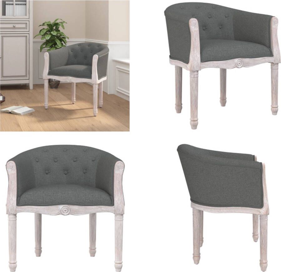 VidaXL Eetkamerstoel stof donkergrijs Eetkamerstoel Eetkamerstoelen Eetstoel Stoel - Foto 2