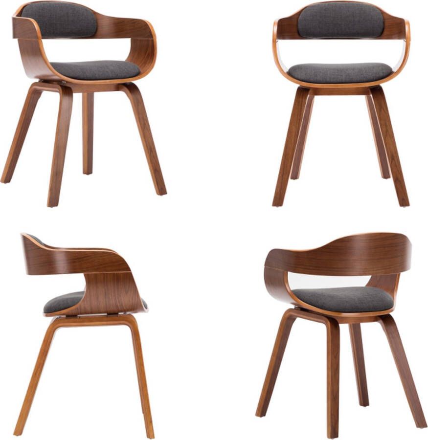 VidaXL -Eetkamerstoel-stof-en-gebogen-hout-donkergrijs - Foto 2