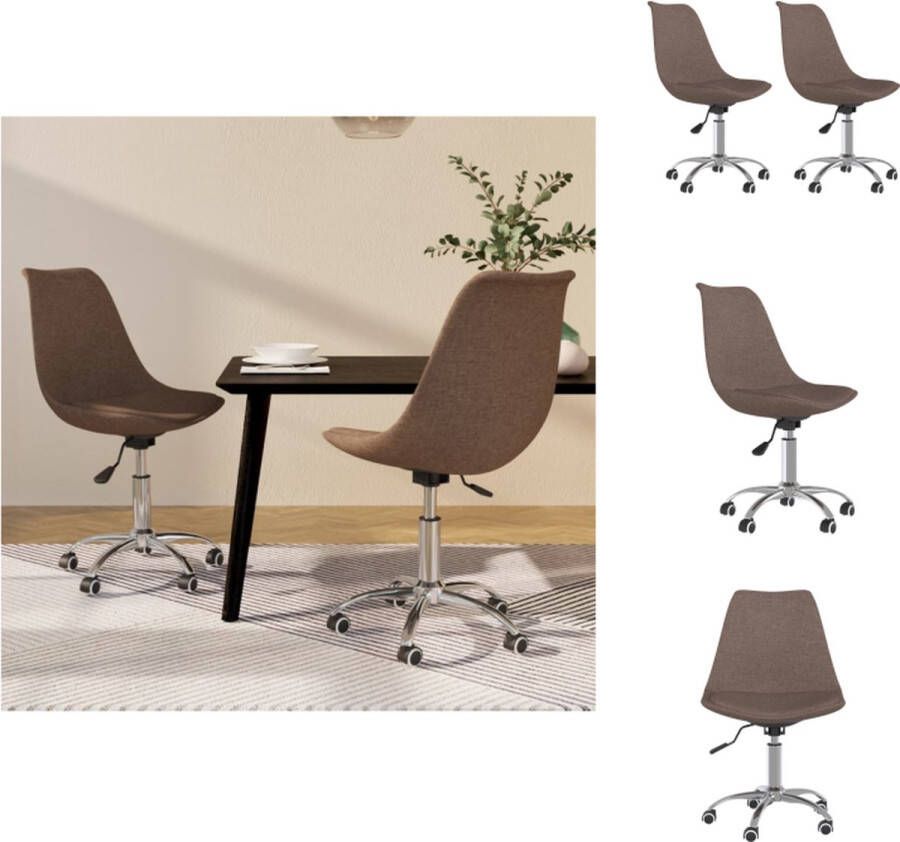 VidaXL Eetstoel Eetstoelen Keukenstoel Stoel Eetkamerstoelen draaibaar 2 st stof taupe