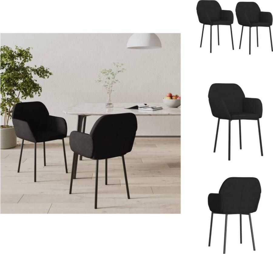 The Living Store Eetkamerstoel Velvet Comfort Zwart 54x59x76cm Ergonomisch Ontwerp Eetkamerstoel Velvet Fauteuil Zwarte Eetkamerstoel Comfortabele Eetkamerstoel Elegante Eetkamerstoel - Foto 2