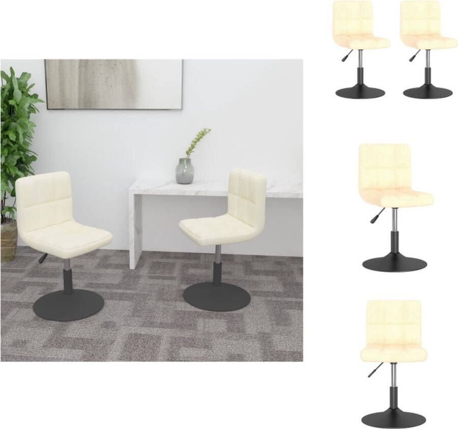 VidaXL Eetkamerstoel Eetkamerstoelen Dinerstoel Dinerstoelen Eetkamerstoelen draaibaar 2 st fluweel crèmekleurig - Foto 2