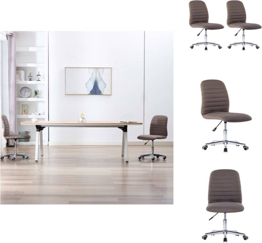 VidaXL Eetkamerstoel Eetkamerstoelen Dinerstoel Dinerstoelen Eetkamerstoelen draaibaar 2 st stof taupe - Foto 3