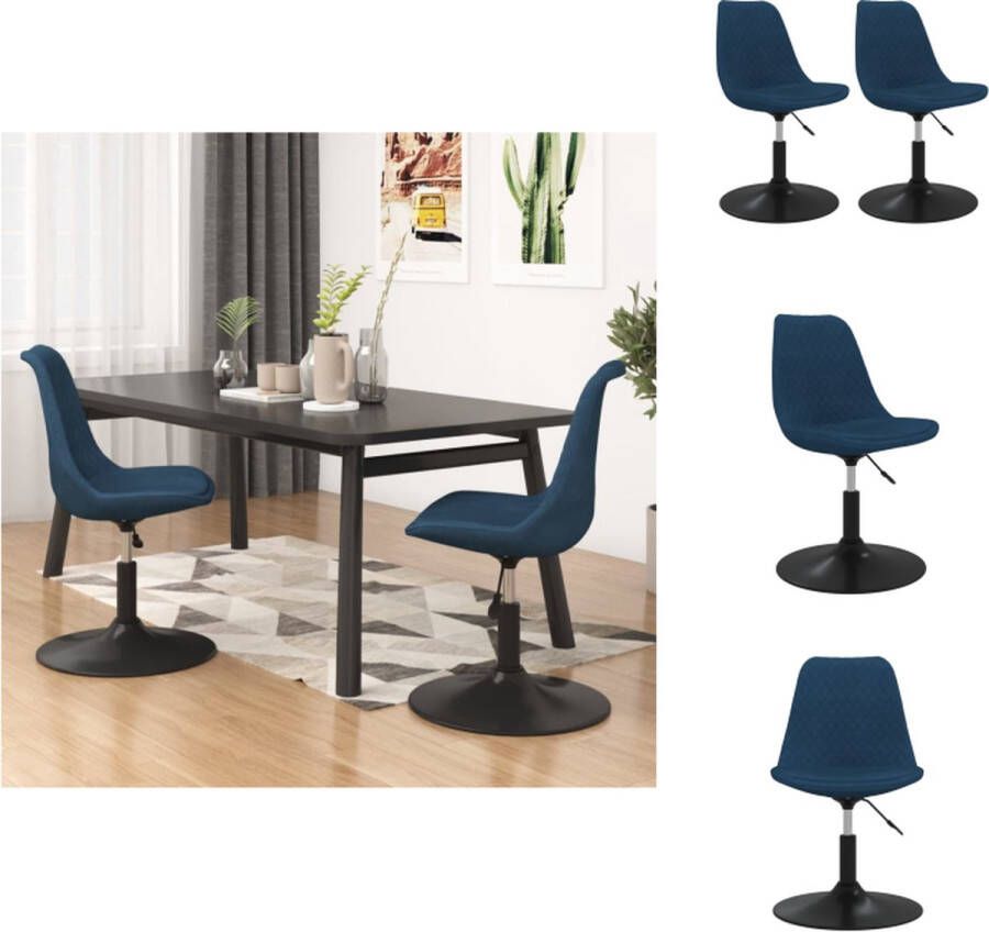 vidaXL Eetkamerstoel Zacht fluwelen stoelen Afmeting- 49 x 42 x (81-93) cm Blauw Eetkamerstoel