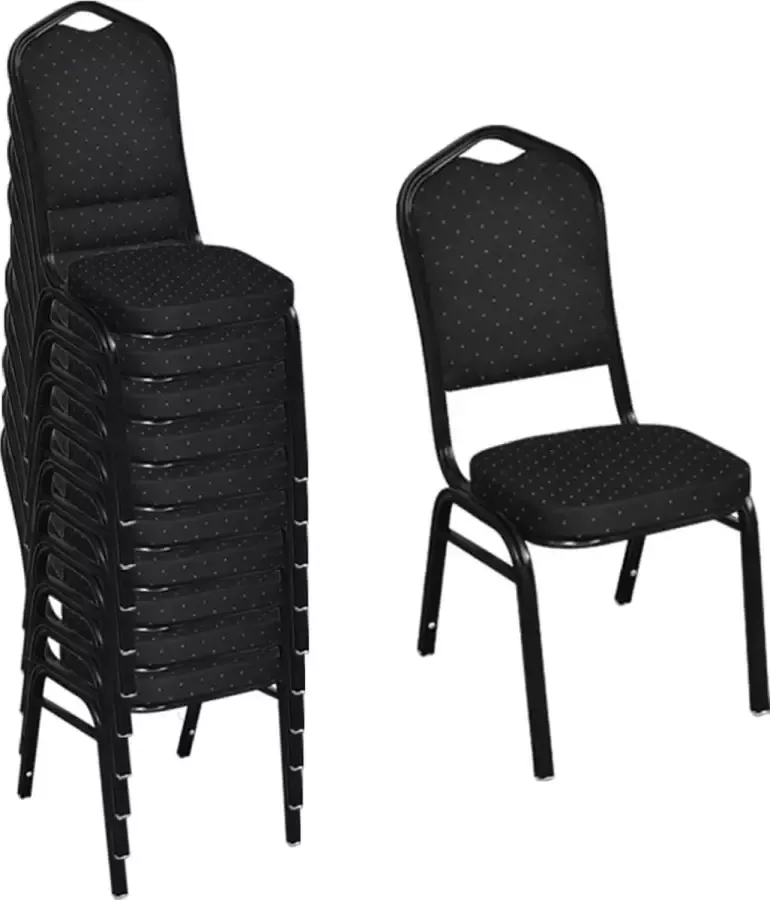 VidaXL -Eetkamerstoelen-10-st-stof-zwart - Foto 4