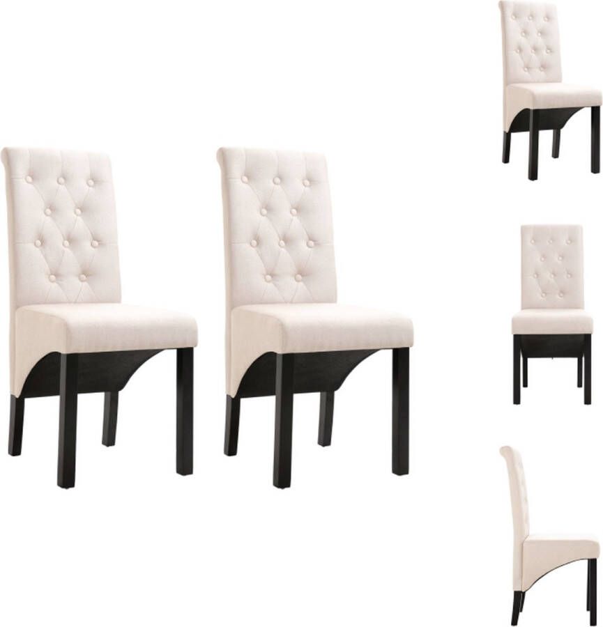 VidaXL Eetkamerstoel Eetkamerstoelen Eetkamer Stoel Eetkamer Stoelen Eetkamerstoelen 2 st stof crèmekleurig - Foto 2