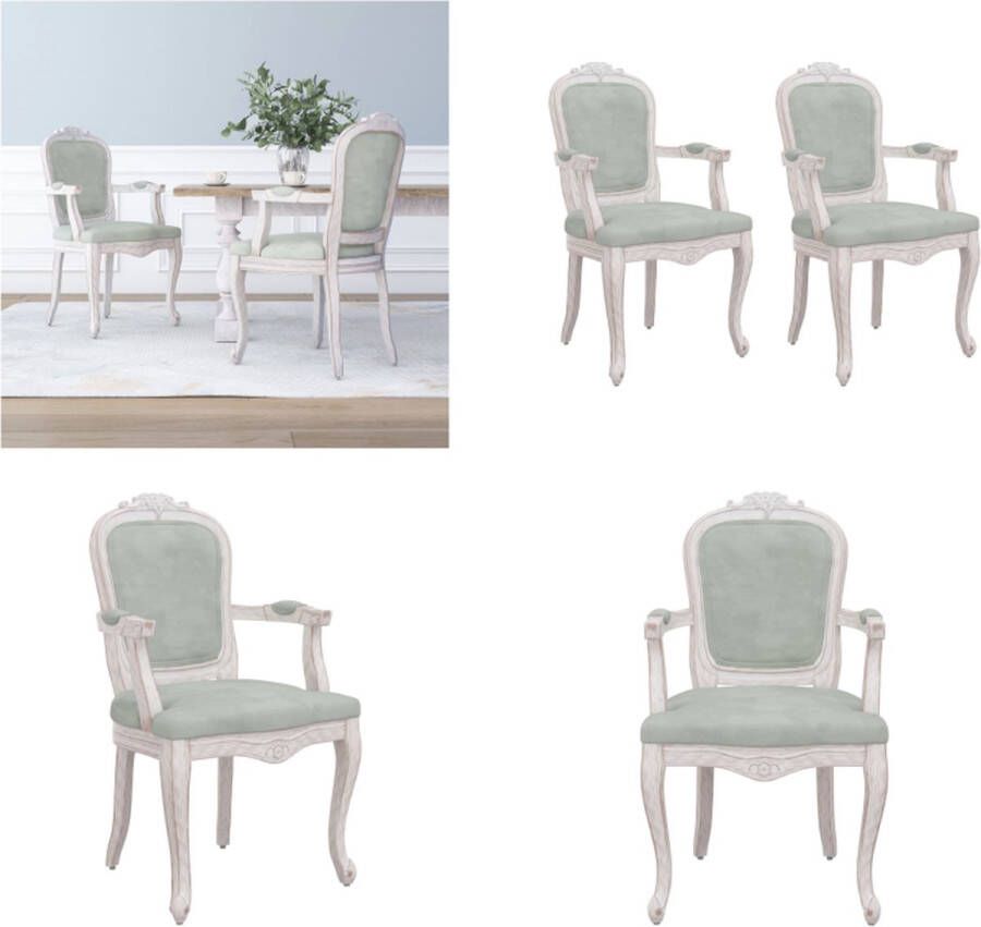 VidaXL Eetkamerstoelen 2 st 62x59-5x100-5 cm fluweel lichtgrijs Eetkamerstoel Eetkamerstoelen Eetstoel Stoel