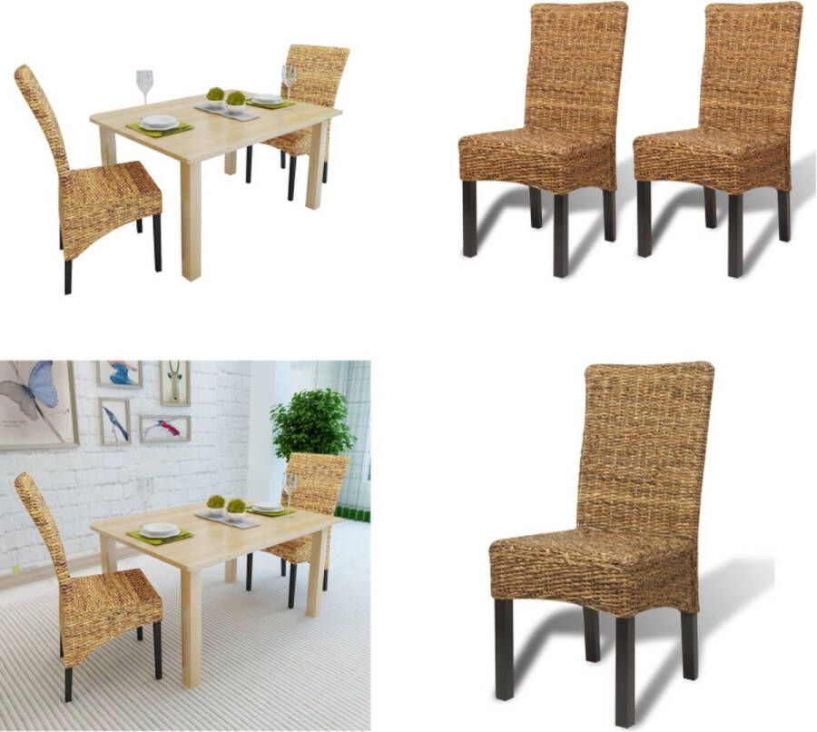 VidaXL Eetkamerstoelen 2 st abaca en massief mangohout Eetkamerstoel Eetkamerstoelen Keukenstoelen Keukenstoel