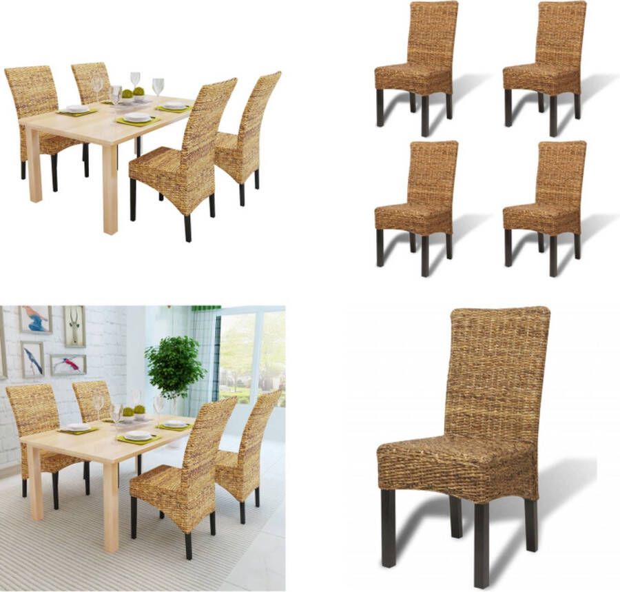 VidaXL Eetkamerstoelen 2 st abaca en massief mangohout Eetkamerstoel Eetkamerstoelen Keukenstoelen Keukenstoel