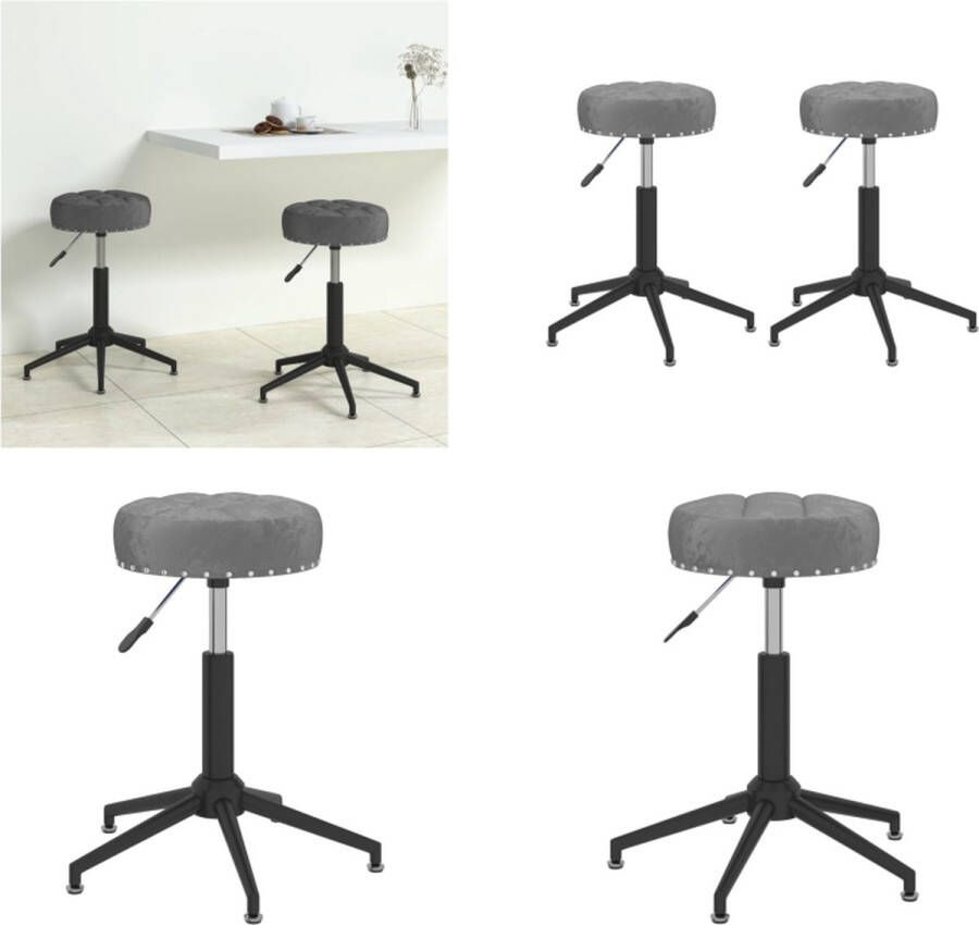 VidaXL Eetkamerstoelen 2 st draaibaar fluweel donkergrijs Eetkamerstoel Eetkamerstoelen Keukenstoel Keukenstoelen