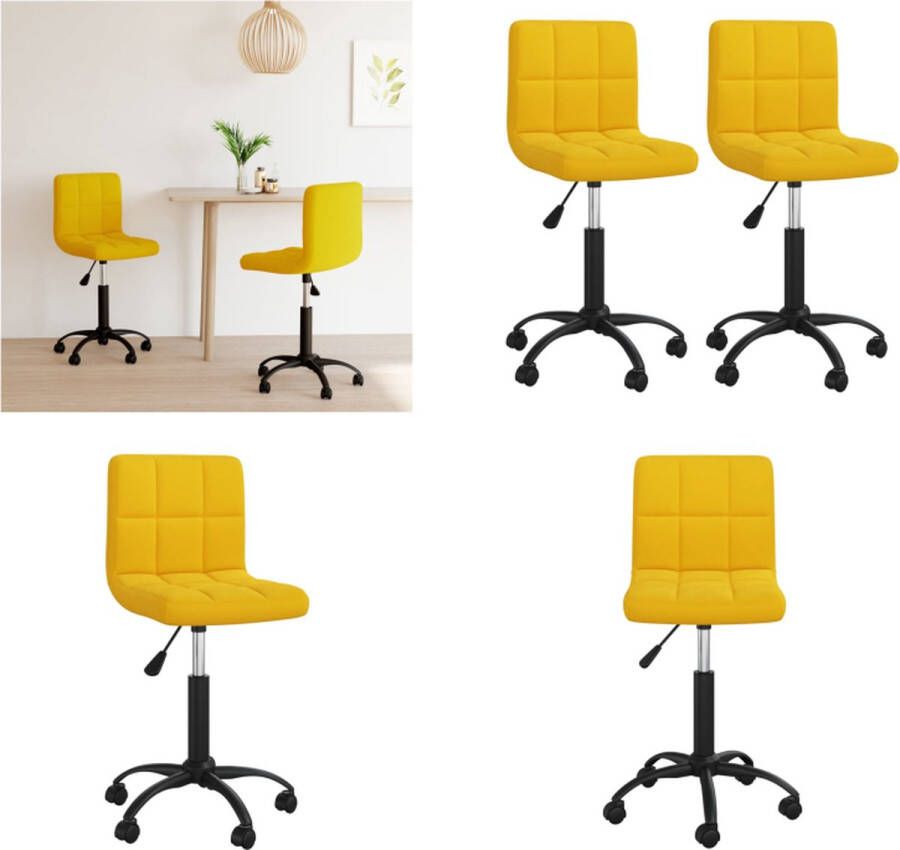 VidaXL Eetkamerstoelen 2 st draaibaar fluweel mosterdgeel Eetkamerstoel Eetkamerstoelen Keukenstoelen Keukenstoel
