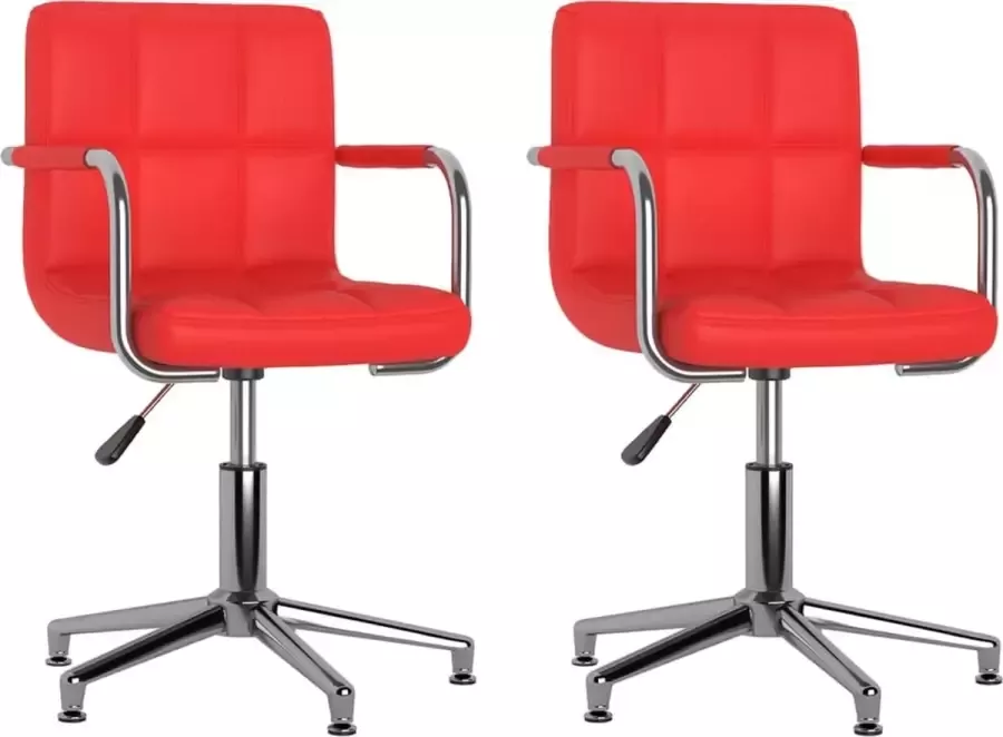 VIDAXL Eetkamerstoelen 2 st draaibaar kunstleer rood - Foto 3